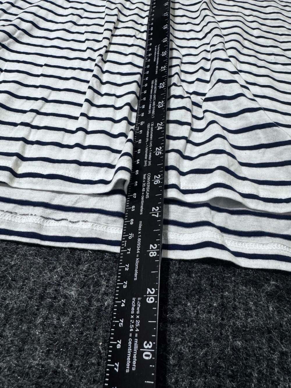 H&M Striped Henley Shirt Womens Size Large White Blue - Picture 6 of 10